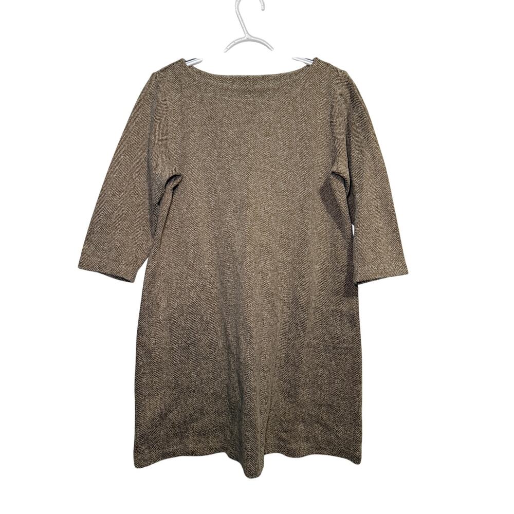 J Jill‎ brown cheveron mini sweater dress womens medium contemporary minimalist